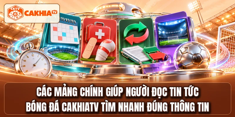 Các mảng chính giúp người đọc tin tức bóng đá CakhiaTV tìm nhanh đúng thông tin
